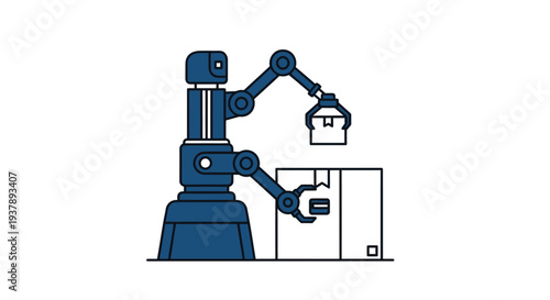 Robotic arm holding small house.