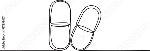 Continuous one line drawing of medical tablet and pill. Medical drugs, pharmacy , health and care line art vector illustration. Editable stroke.