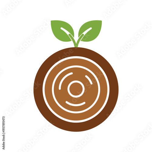 Earth Day vector illustration of tree ring with green leaves, eco-friendly nature symbol