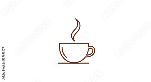 Steaming hot coffee cup icon.