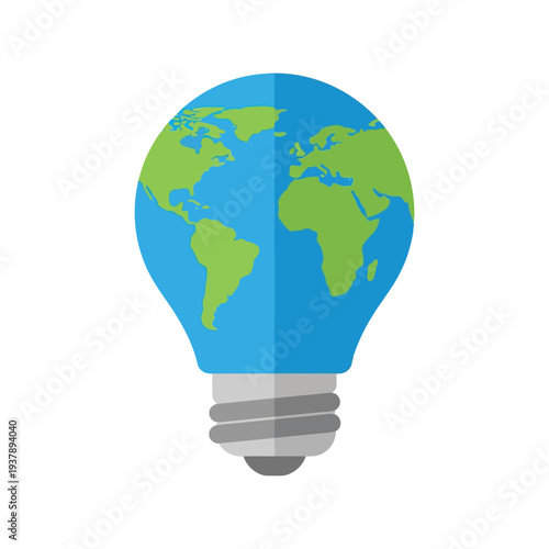Earth Day vector illustration of globe light bulb symbolizing eco energy and environmental awareness