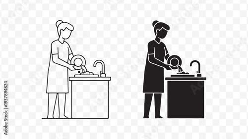 Washing Hands Vector Illustrations for Hygiene Concepts isolated on Transparent Background