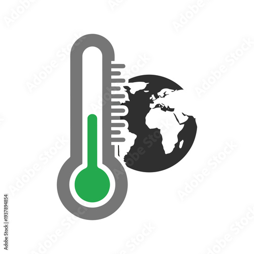 Earth Day vector illustration with thermometer and globe for climate change awareness