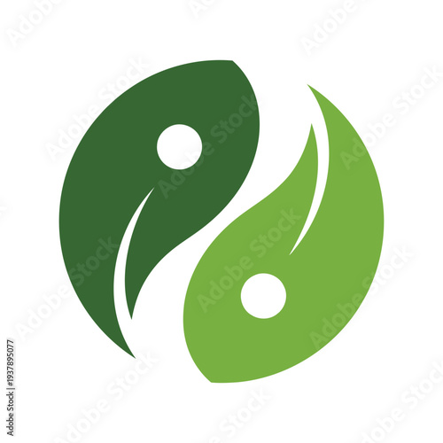 Earth Day vector yin yang symbol with green leaves for eco-friendly sustainability design