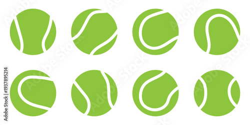A vector icon set of tennis and padel balls, showcasing both filled and outline styles for sports design