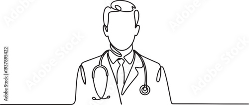 Continuous One-Line Drawing of a Male Doctor - Minimalist Medical Art.one line vector illustration with out background