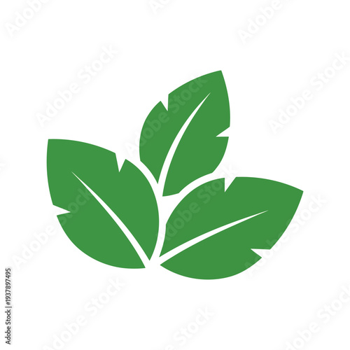 Green Leaves Icon Vector for Earth Day, Eco Nature Symbol Isolated on White Background