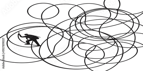 A complex and intricate abstract drawing with various shapes and lines intersecting Vector