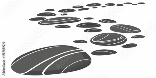 Abstract art featuring a collection of black and white ovals in various sizes Vector