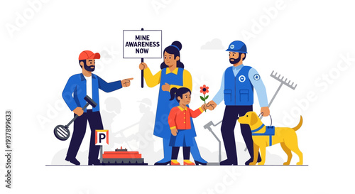 Family Volunteering Together in Community Gardening Event with Dog