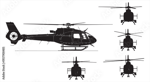Helicopter Blueprint – CAD Vehicle Technical Diagram for Aviation Design