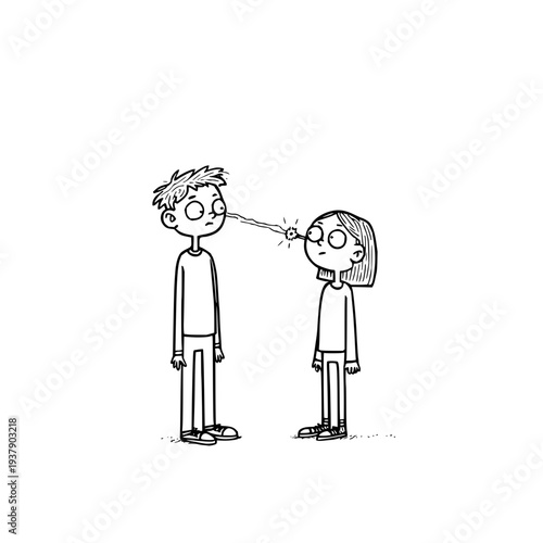 Woman spraying man with perfume fragrance aroma scent person people