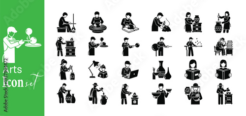 Handicrafts and Artisanal Creative Arts Professional Icon Set