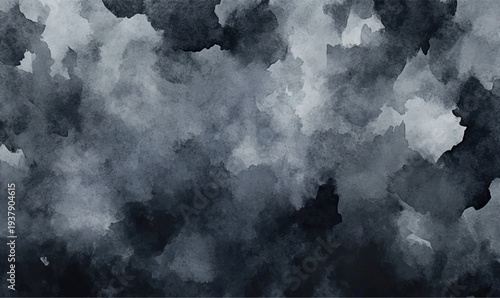 Dark monochrome watercolor abstract background hand painted black wash texture vector
