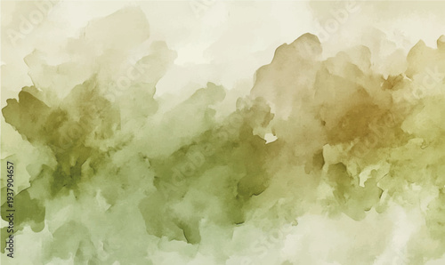 Olive green watercolor abstract background hand painted texture wash vector