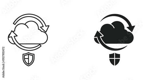 Cloud Sync and Security Icon - Data Backup, Synchronization, and Protection Concept