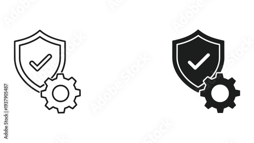 Shield with Checkmark and Gear Icon - Security and Operations Symbol