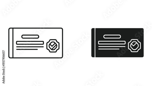 Certificate Icon: Line Art and Solid Icon for Award, Diploma, Guarantee, Verification, Achievement