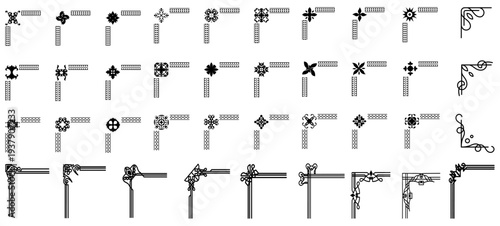 Decorative corner frame set. Vintage corner set. vector frame corners	