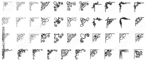 Decorative corner frame set. Vintage corner set. vector frame corners	