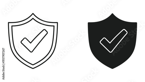 Shield with Check Mark Icon - Security, Safety, Approval, Verification, Protection Concept