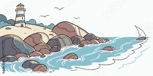 A group of polar bears swimming and playing in icy arctic waters. Vector