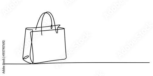 Handbag sketch, simple line drawing, shopping bag, minimalist style