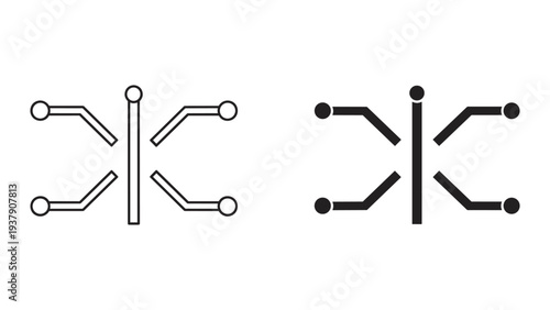 Dual Abstract Symbols: Minimalist Circuit Design & Clean Geometric Icon