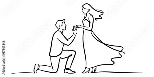 Man proposing to woman with ring, romantic engagement scene, couple in love