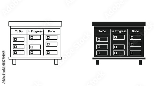 Kanban Board Illustration: To Do, In Progress, Done Columns with Cards