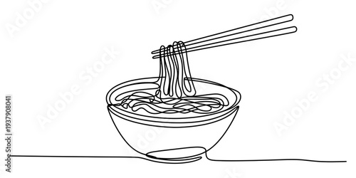 Noodle dish with chopsticks, Asian food, bowl of noodles, culinary art