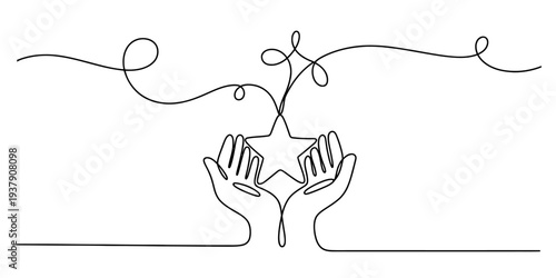 Hands holding a star with vine, symbolizing hope and growth