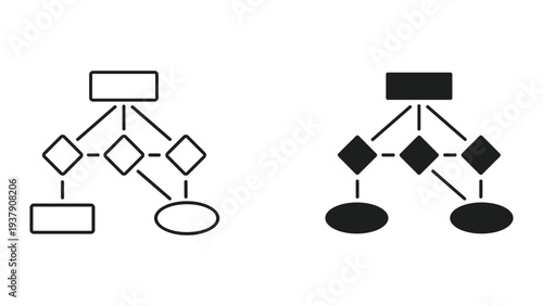Flowchart and Diagram Icons: Process, Decision, Start/End, and Branching Logic
