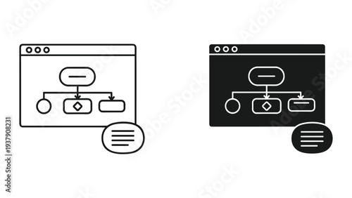 Flowchart Icons: Process Diagram, Organization Chart, Decision Tree, Workflow, Business Strategy, UI Elements