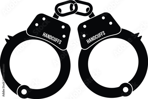 Handcuffs icon, police restraint equipment, law enforcement security symbol, arrest tool isolated vector illustration