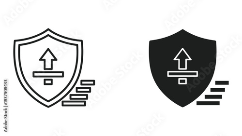 Free Download Security Shield with Upload Arrow and Stairs Icon, Vector Security and Upload Symbol - GFXLoad
