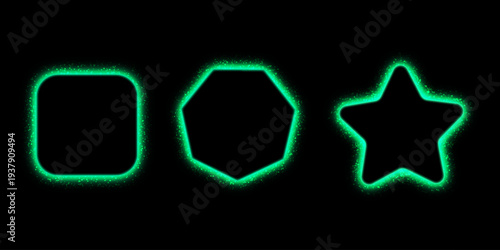 Neon Green Geometric Shapes Glow