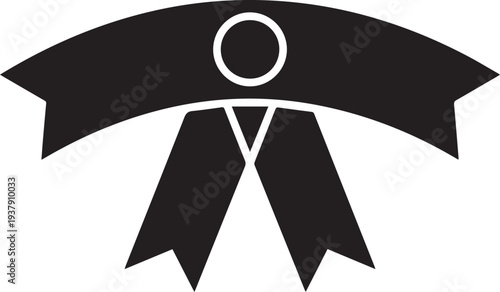 Silhouette ribbon award medal vector illustration line art emblem