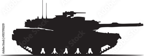 Tank army military combat vehicle armored weapon heavy machine vector silhouette illustration