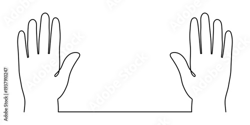 Raised hands one line art, hand-drawn group of hands continuous contour drawing, voting democracy participation, business teamwork support, volunteer community unity collaboration, choice engagement