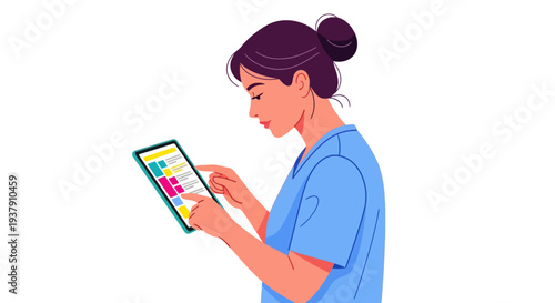 Female nurse using digital tablet for patient data