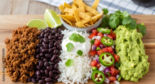 A delicious burrito bowl as a deconstructed alternative, with all ingredients visible.