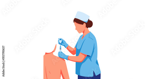 Healthcare provider administering vaccination to patient shoulder