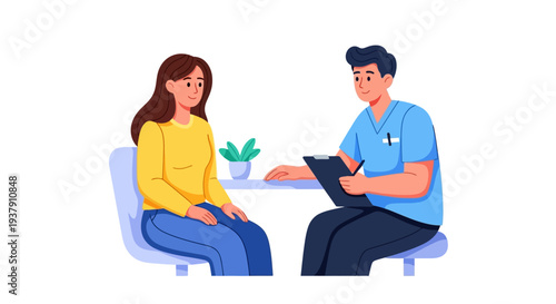 Male doctor discussing treatment plan with female patient