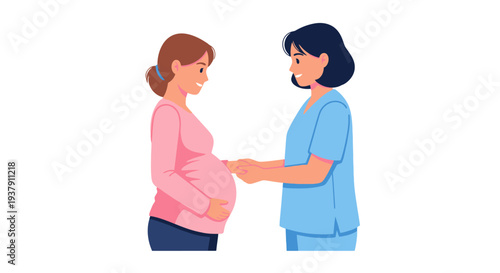 Midwife providing support to pregnant woman during consultation