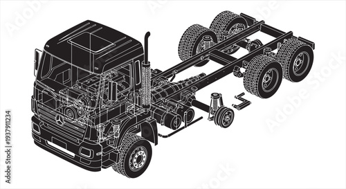 Fire Truck Blueprint – Emergency Rescue Vehicle CAD Technical Drawing