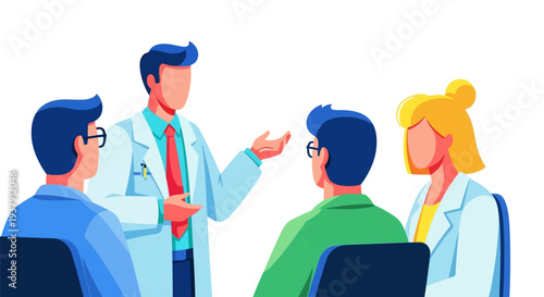 Physician leading medical seminar for group of people