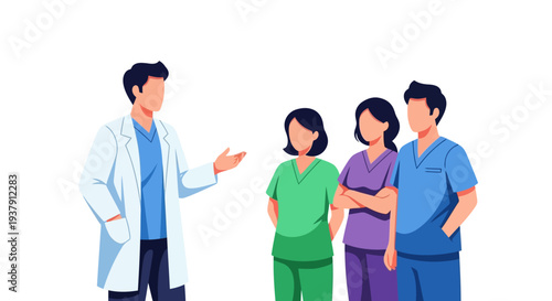 Senior doctor leading a medical seminar for a group of colleagues