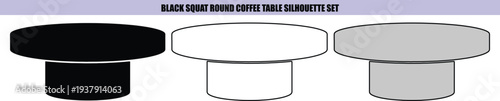 Black squat round coffee table silhouette