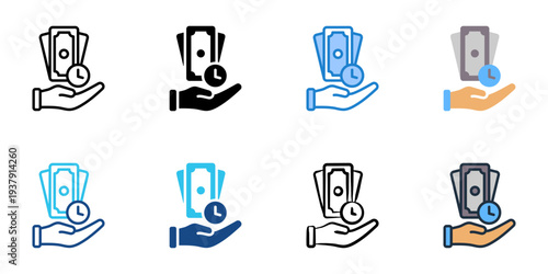 Credit icons set multiple style collection. Editable stroke 
